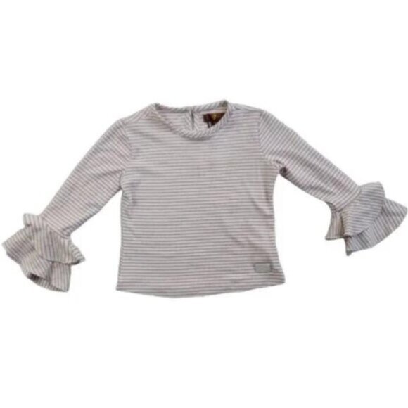 7 For All Mankind Girls Striped Bell Sleeve Shirt Size 3T - Picture 1 of 8